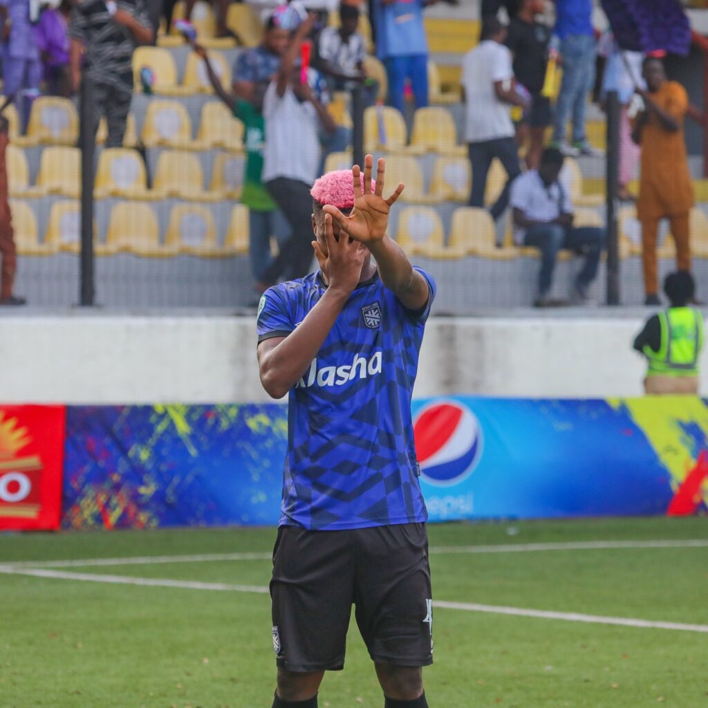Jonathan Alukwu, scoring of the winning goal for Sporting Lagos against Akwa United in the Naija Super 8 Tournament.
