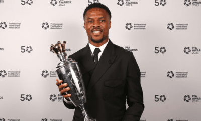 Chuba Akpom with PFA Championship Players' Player of the Year trophy