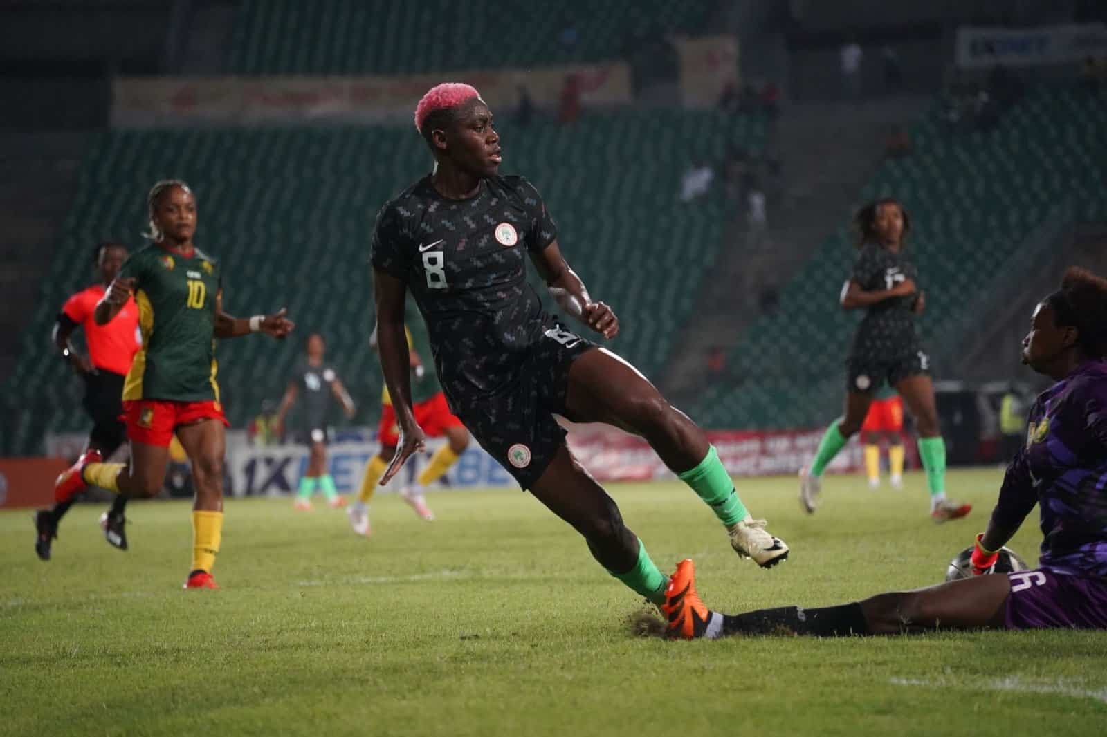 Asisat Oshoala for Falcons against Cameroon