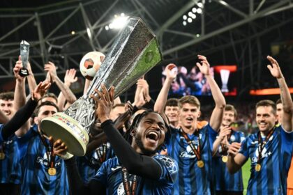 Ademola Lookman with Europa League trophy