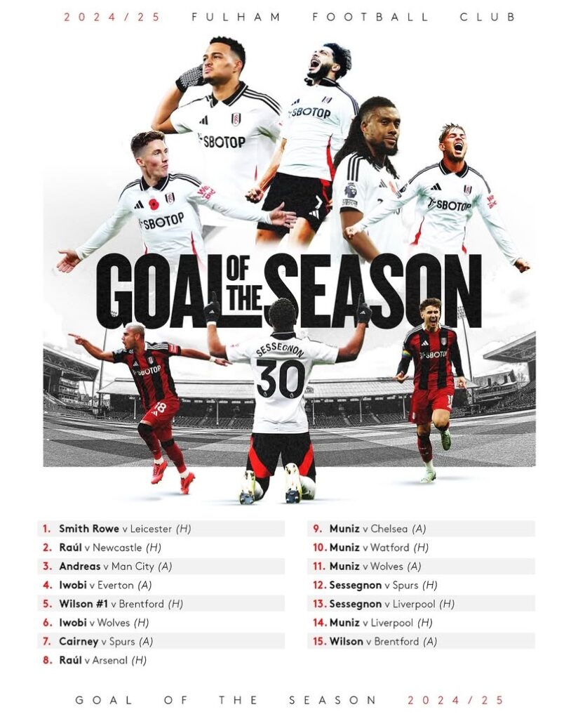 Iwobi’s brilliant strikes against Everton, Wolves nominated for Fulham’s goal of the season