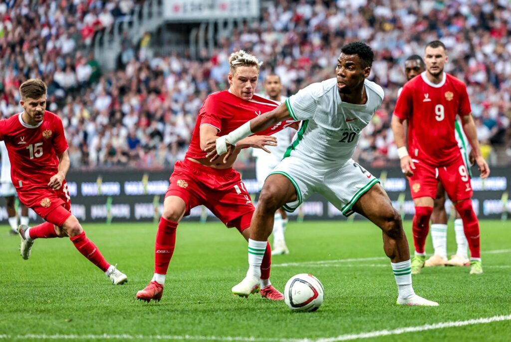 Arokodare scores first international goal as Nigeria draw with Russia
