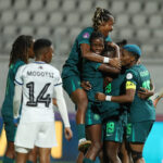 Falcons celebrate winning goal against Botswana