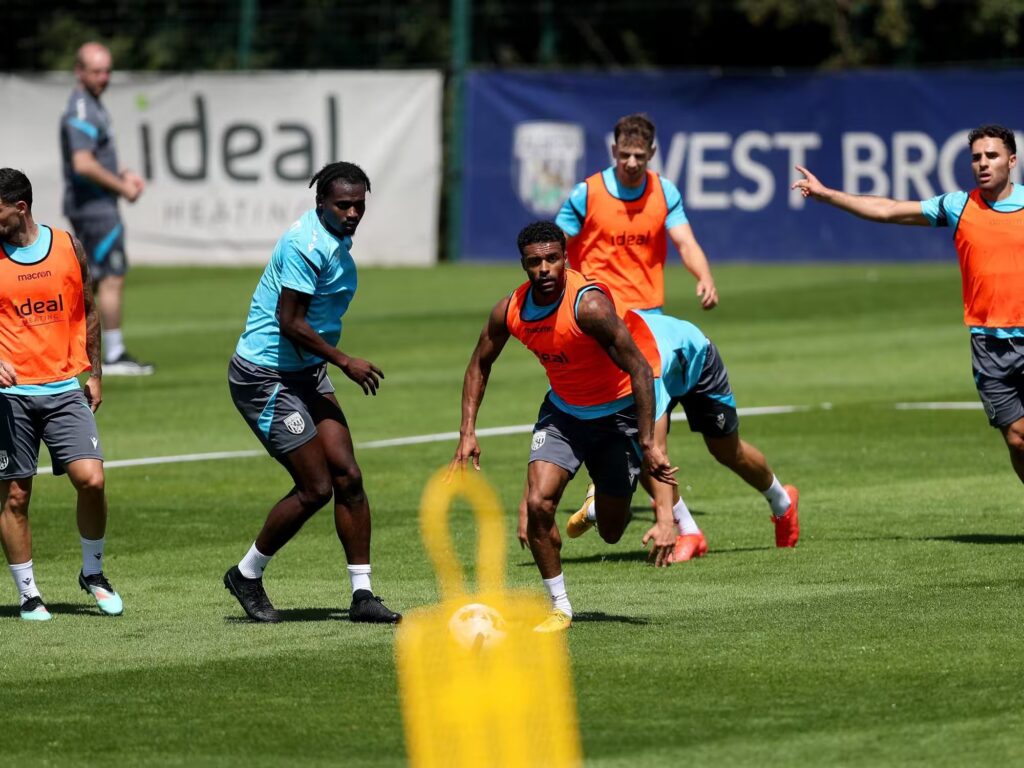 West Brom in training, no Josh Maja