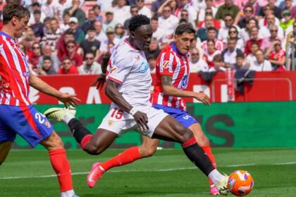 Akor Adams in action for Sevilla
