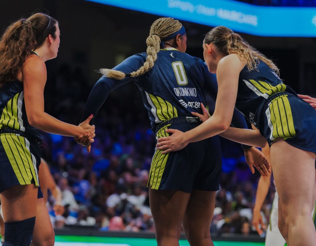 Amy Okonkwo on the court with the Dallas Wings
