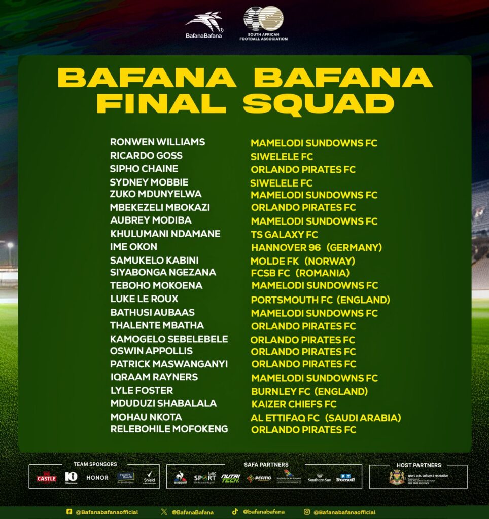 WCQ: South Africa announce final 23-man squad for Lesotho, Nigeria clash