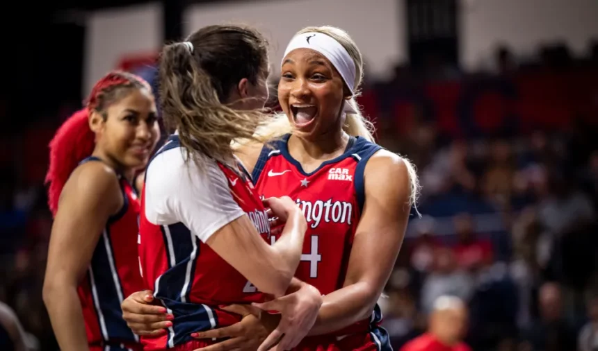 Iriafen posts fourth straight double-double as Mystics down Sparks 95-86