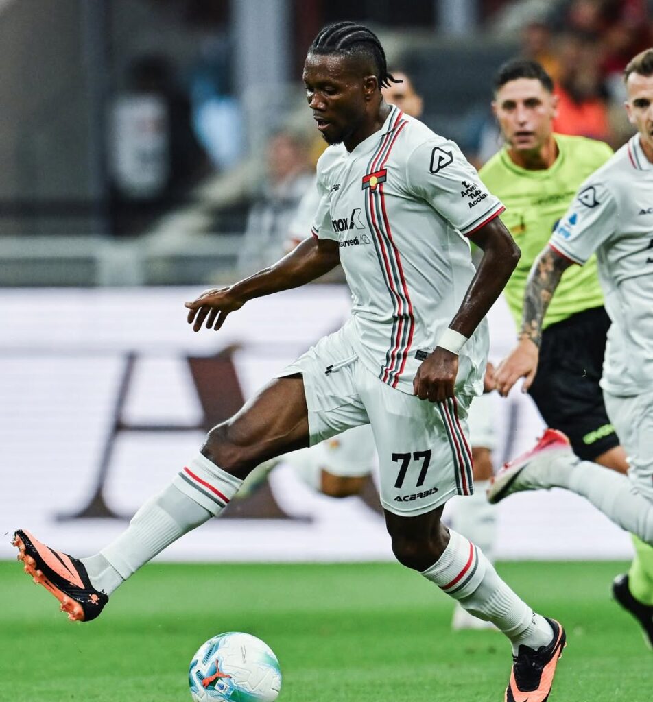 David Okereke in action for Cremonese in their season opener against AC Milan
