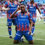 Philip Otele celebrates a goal for Basel