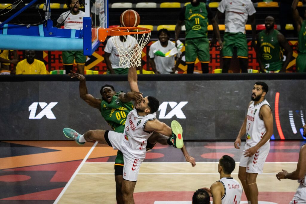 Tunisia in action against Cameroon in their Afrobasket 2025 opener
