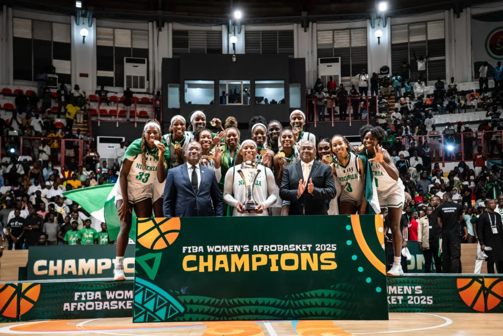 D'Tigress with the Women's Afrobasket trophy