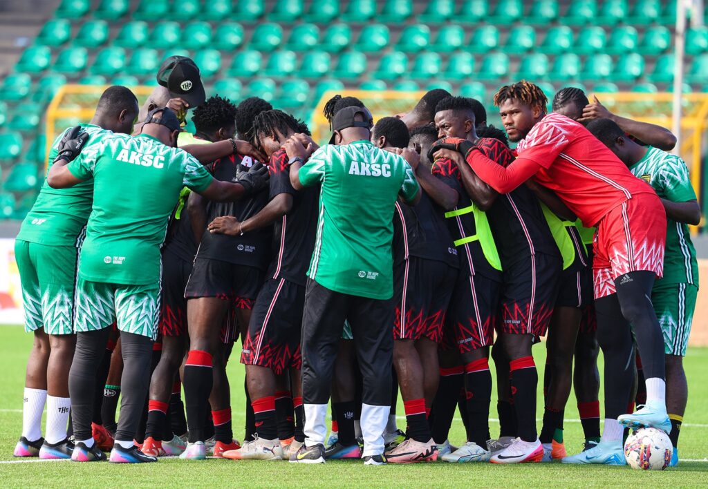Asante Kotoko players in Abeokuta ahead of their CAF Confederation Chup clash against Kwara United