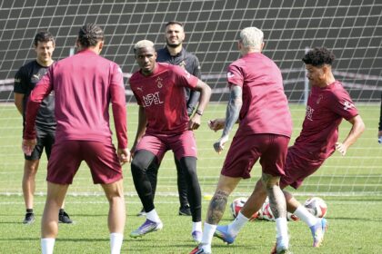 Osimhen in training ahead of Liverpool clash