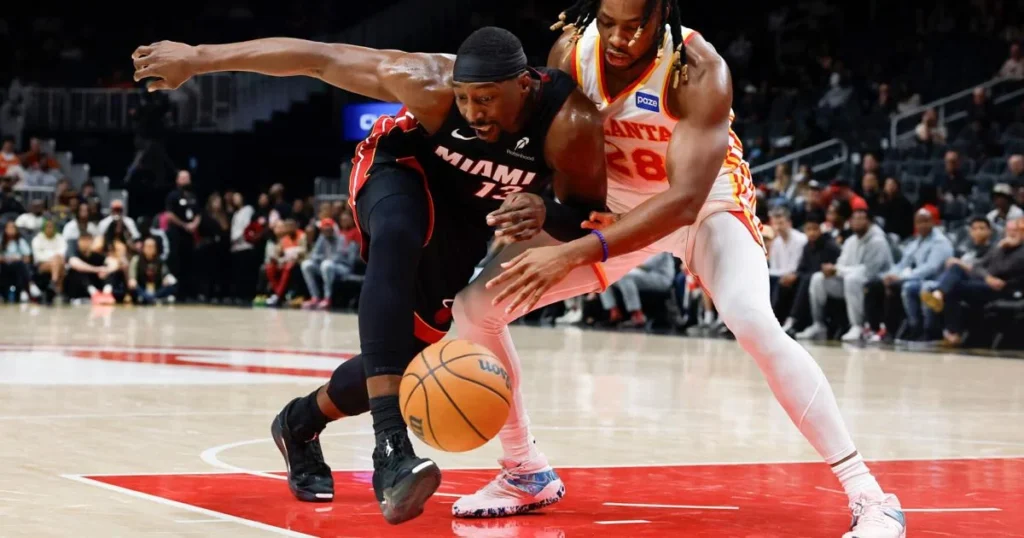 Partizan Belgrade renew interest in Nigerian center Charles Bassey 38 Charles Bassey (right) vying for the ball with Miami Heat's Bam Adebayo