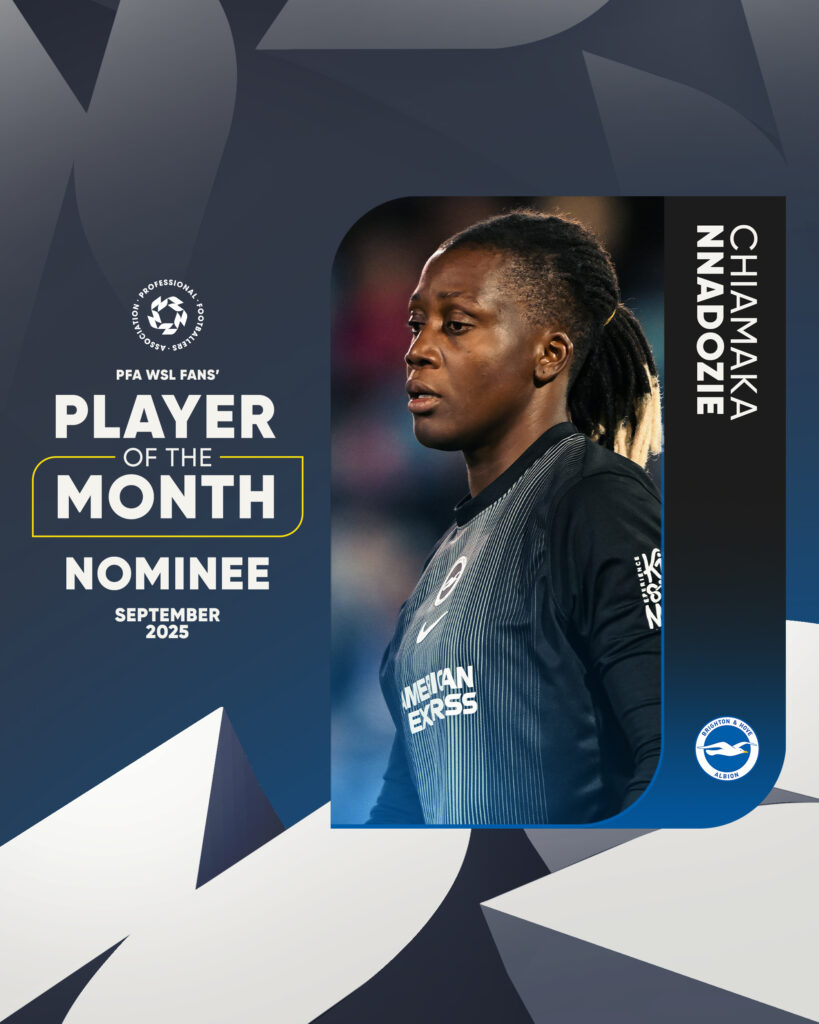 Nnadozie nominated for PFA WSL fans’ player of the month award 38 Nnadozie nominated for PFA WSL fans’ player of the month award