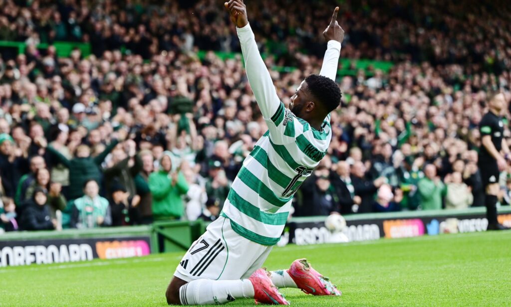 Iheanacho celebrates his goal against Motherwell