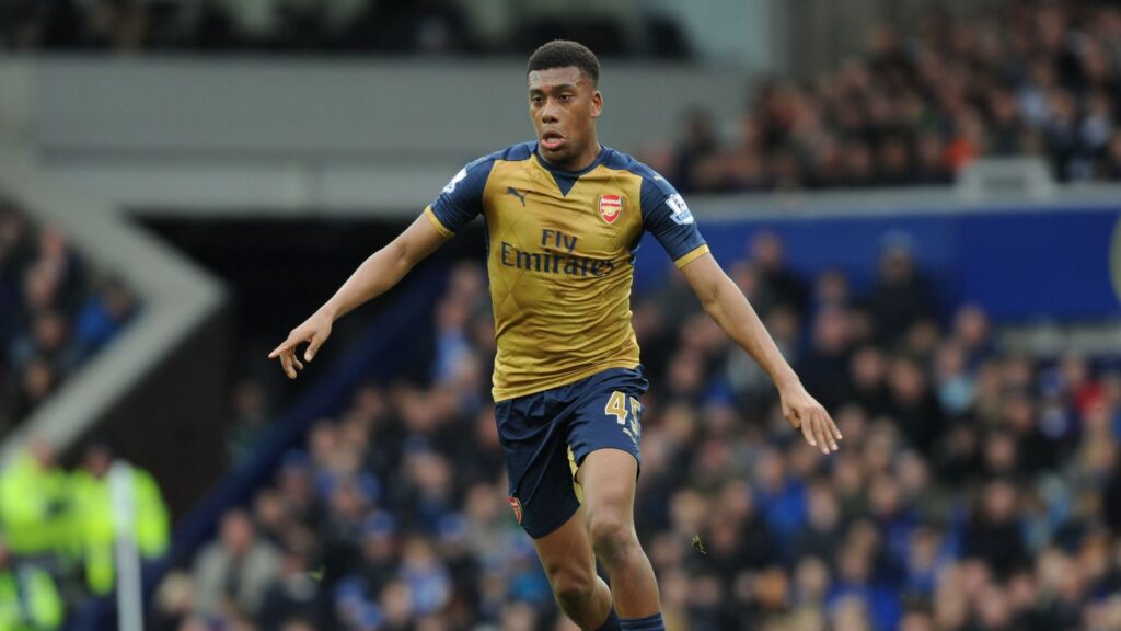 Young Alex Iwobi in action for Arsenal
