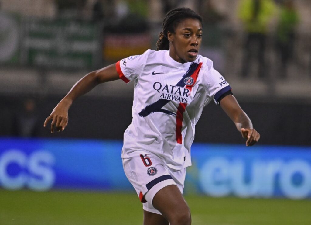 Jennifer Echegini in action for PSG against Wolfsburg in the Women's UCL