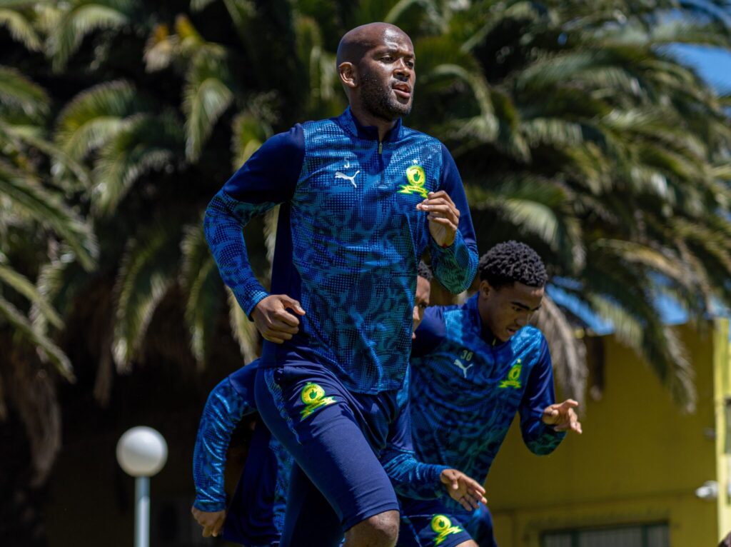 Mamelodi Sundowns players having their final training before departing SA