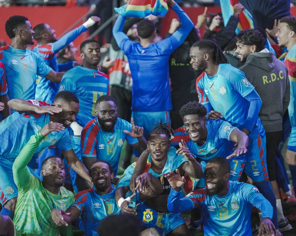 DR Congo players celebrate their win over Nigeria 