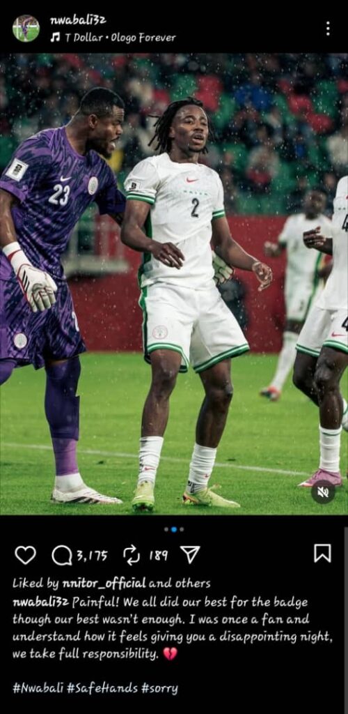 ‘We take full responsibility’: Nwabali apologises for Super Eagles loss to DR Congo