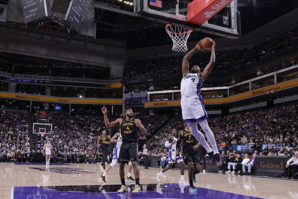 Precious Achiuwa in action against the Golden State Warriors