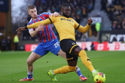 Tolu Arokodare in action against Crystal Palace