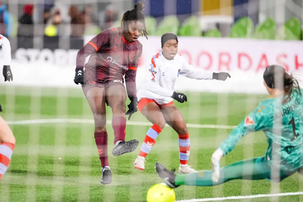 Esther Okoronkwo netting her third goal 