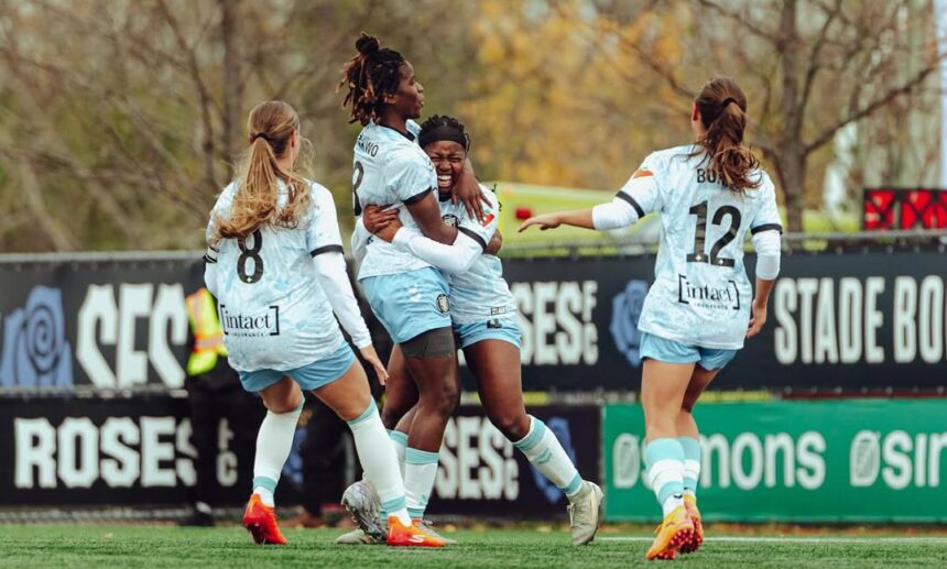 Esther Okoronkwo returns from injury, boosts Super Falcons' WAFCON hopes 37 Esther Okoronkwo celebrates a goal with teammates