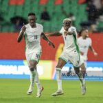 Akor Adams celebrates goal against Gabon.. Photo: Victor Modo