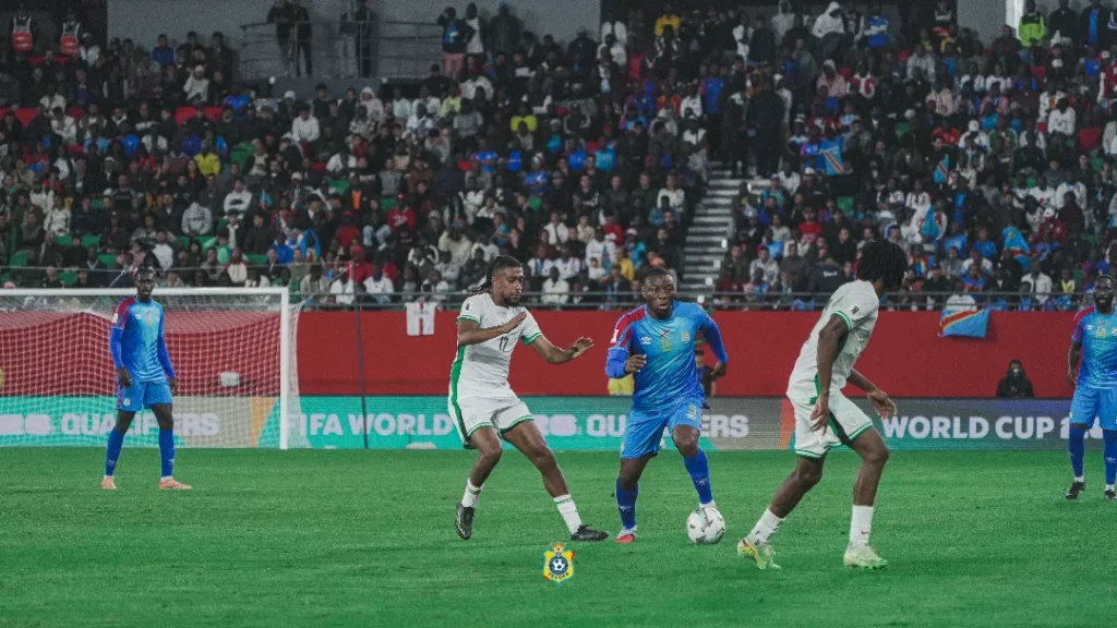 Alex Iwobi (left) in action against DR Congo