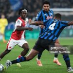 David Moses in action against Atalanta in the UEFA Champions League... Photo: Emanuele Comincini/NurPhoto via Getty Images