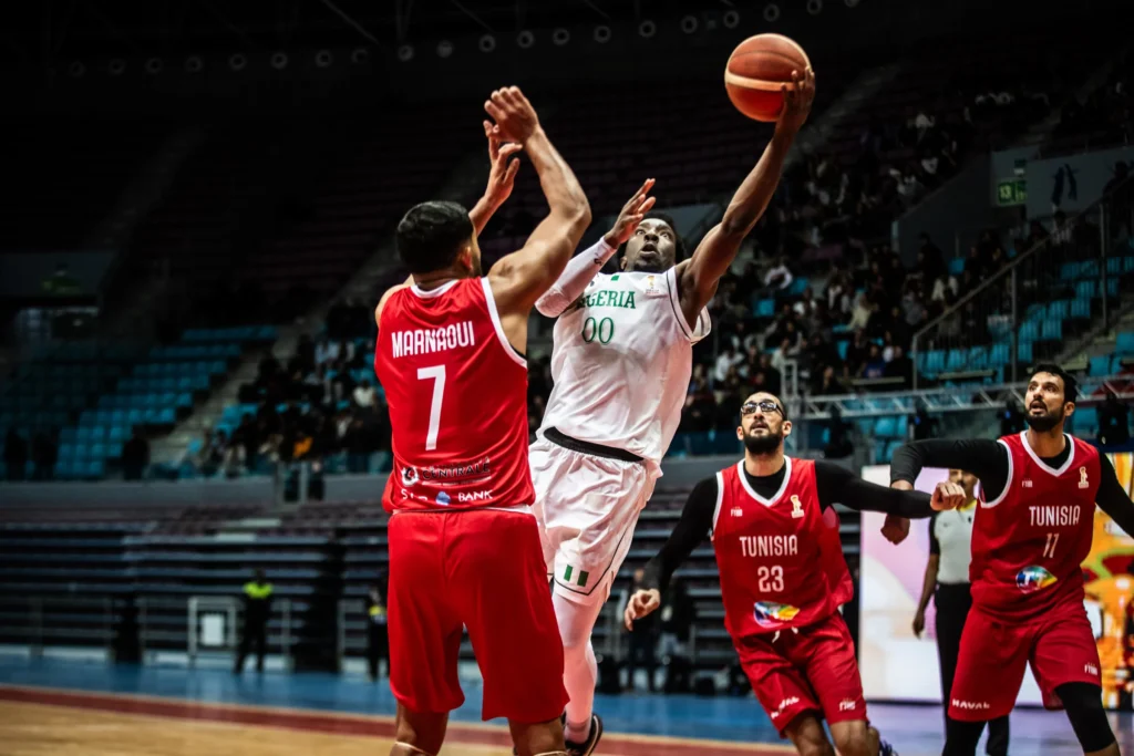D'Tigers' Jordan Ogundiran in action against Tunisia