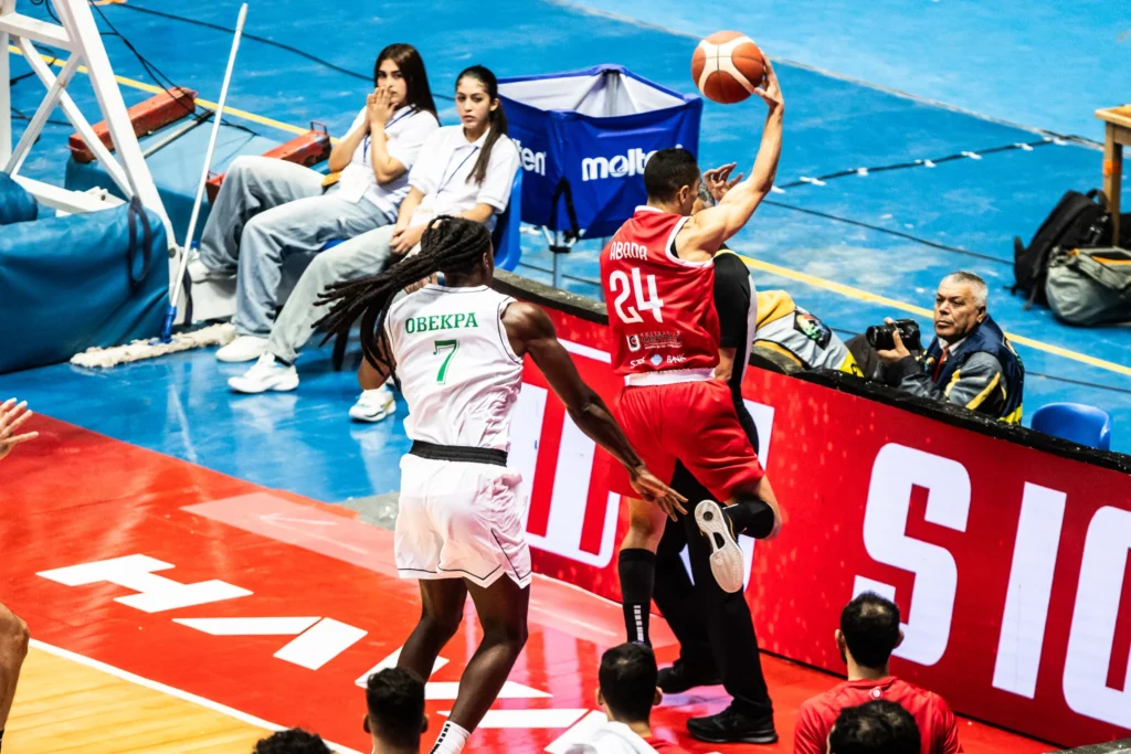 D'Tigers' Christopher Obekpa in action against Tunisia