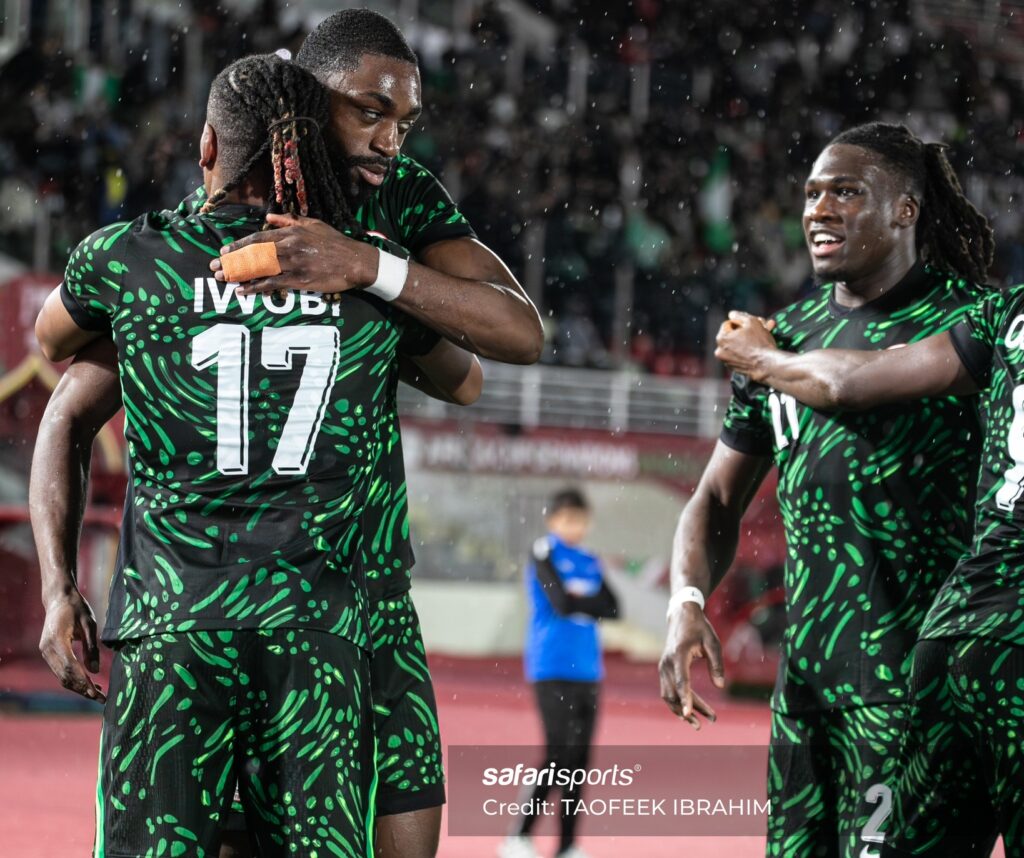 Semi Ajayi celebrates Super Eagles opening AFCON goal against Tanzania... Photo: Safari Sports