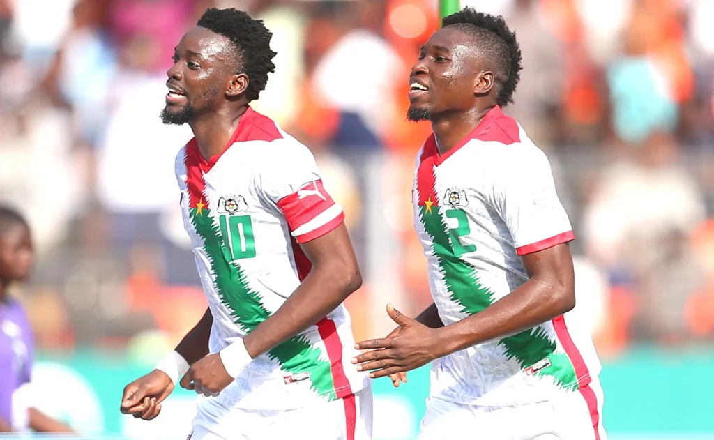 Burkina Faso players celebrate a goal
