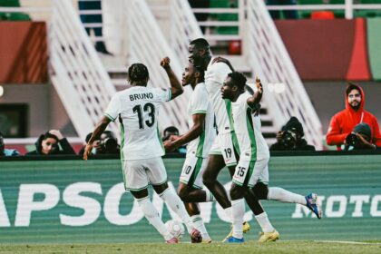 Paul Onuachu celebrates his first AFCON goal