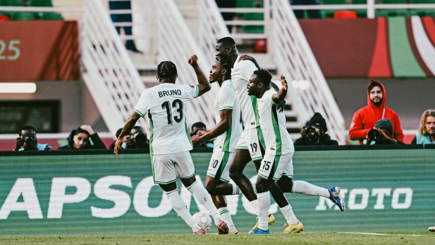 Paul Onuachu celebrates his first AFCON goal