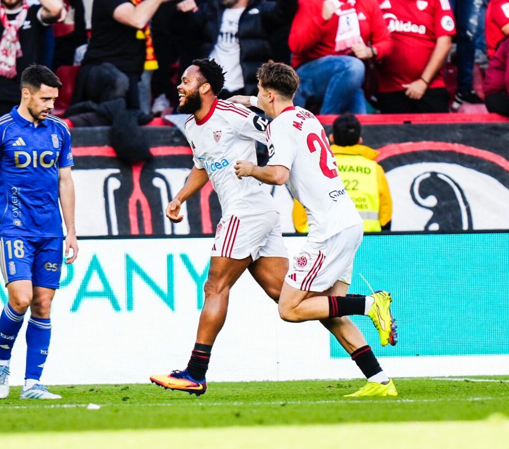 Akor Adams, Ejuke on target as Sevilla thrash Oviedo 4–0 39 Chidera Ejuke celebrates his goal against Real Oviedo