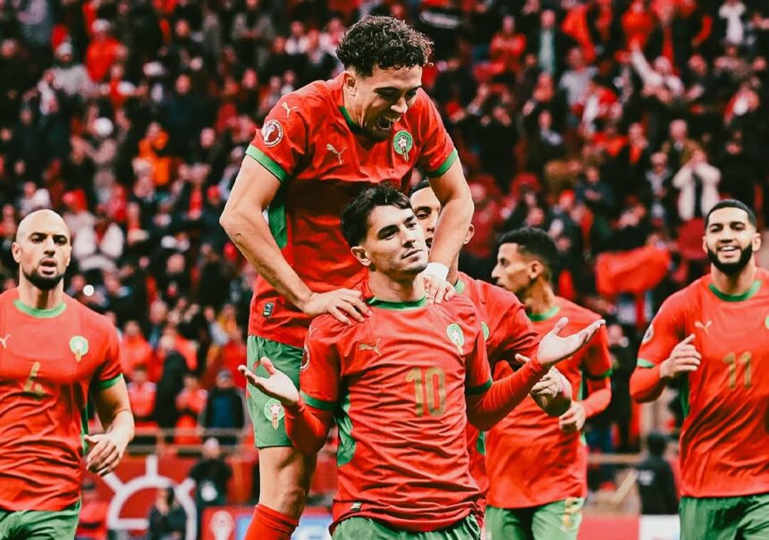 Morocco's Brahim Diaz celebrates a goal
