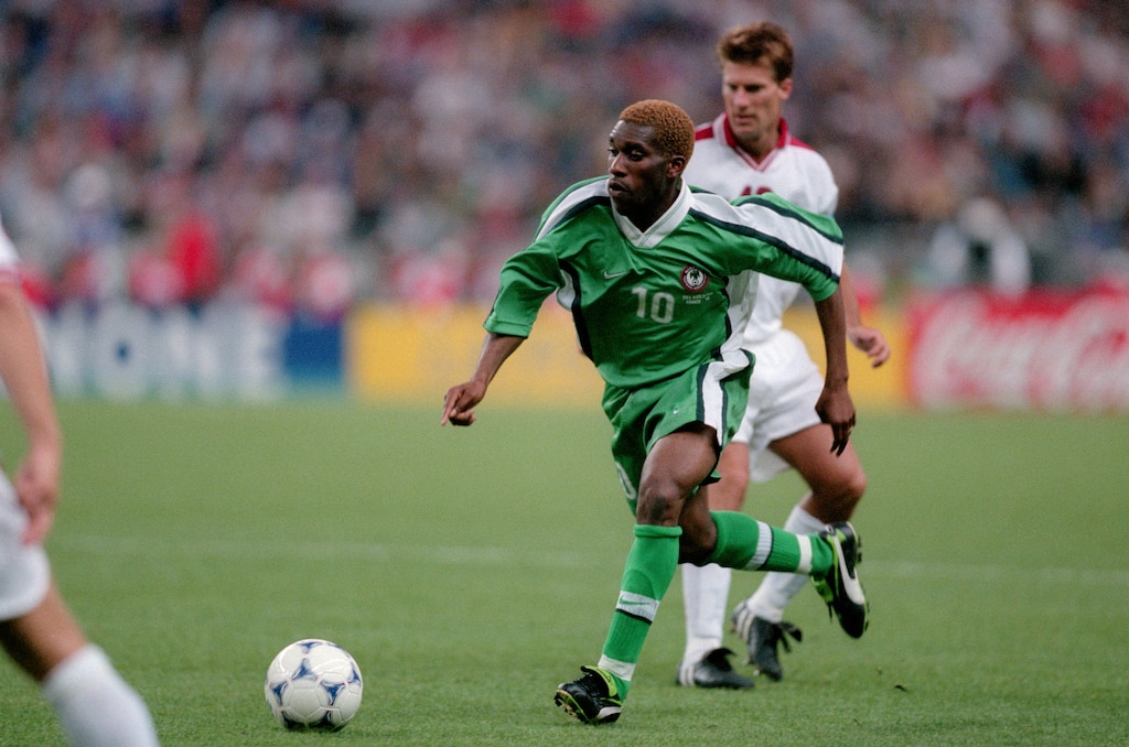 Austin Okocha in action for the Super Eagles in the 90s