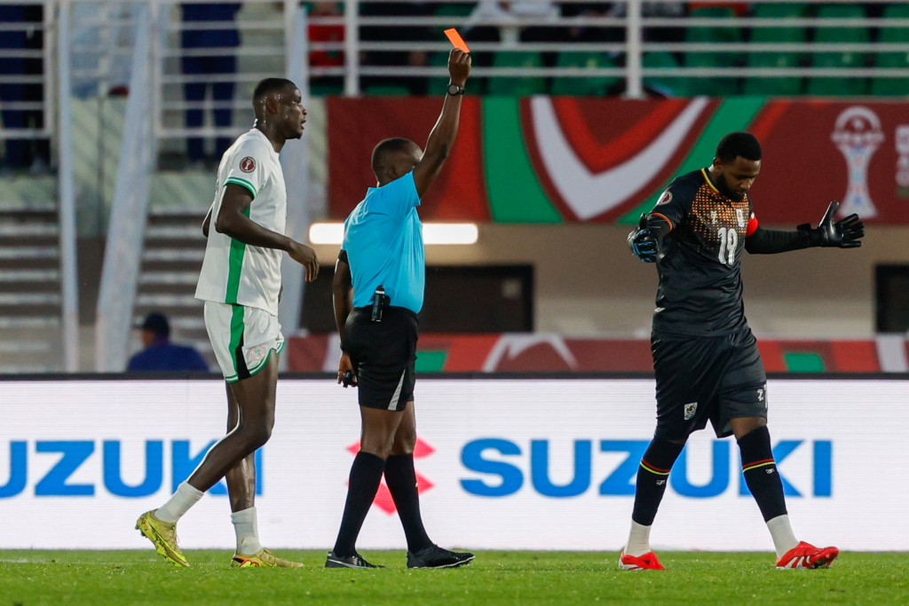 Super Eagles: Uganda's Jamal Salim sent off after handling the ball outside the box