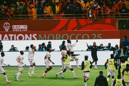 Mali players celebrate their equaliser