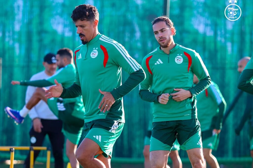 Algerian players in training ahead of their quarter-final clash against Nigeria
