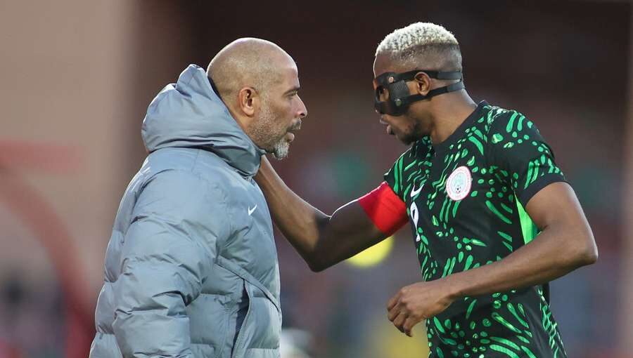 ‘The goal is to win this AFCON’: Osimhen backs Super Eagles ahead of Morocco clash 38 Eric Chelle (left) with striker Victor Osimhen