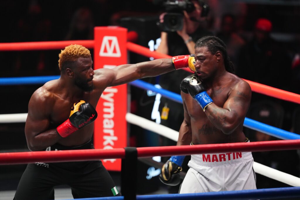 Efe Ajagba knocks out Charles Martin in Round 4 on Zuffa Boxing debut 38 Efe Ajagba (left) lands a heavy punch on Charles Martin