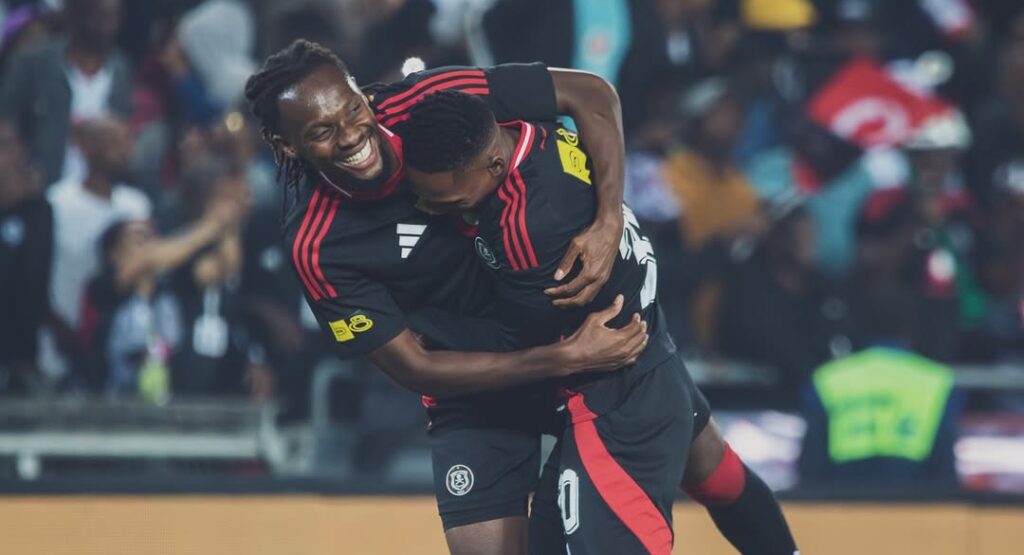 Olisa Ndah bids emotional farewell to Orlando Pirates after 5 seasons 38 Olisa Ndah celebrating with an Orlando Pirates teammate