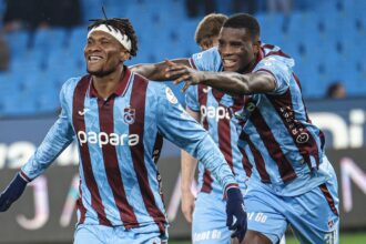 Onuachu (back) celebrates with Chibuike Nwaiwu