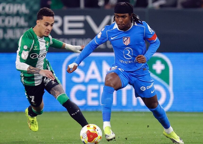 Ademola Lookman (right) gliding past Real Betis' Antony